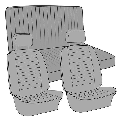  Fundas asientos TMI en vinilo de color liso para Karmann-Ghia Cabriolet 72 -&gt;74 - KB431627L 
