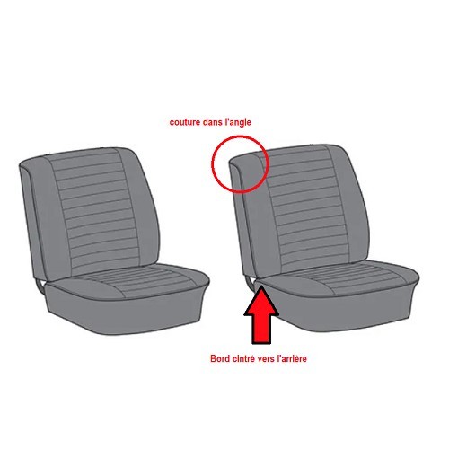  Housses de 2 sièges avant séparés TMI vinyle gaufré pour Bay window 77 ->79 & Camper - KB432116 