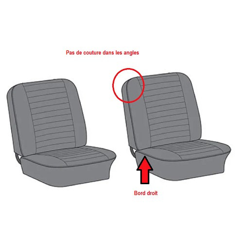     
                
                
    Hoes voor 2 afzonderlijke voorstoelen TMI glad vinyl voor VOLKSWAGEN Combi Bay Window (1968-1979) - KB43223
