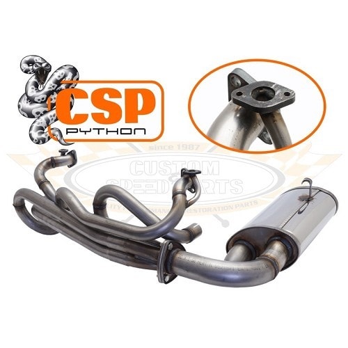  Escape de aço inoxidável CSP "Python" 38 mm com aquecedor para VW Combi 1600 72 -&gt;79 - KC20211 