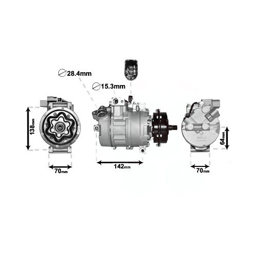  Air conditioning compressor for VW Transporter T5 from 2003 to 2010 - KC58011 