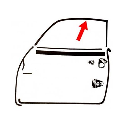  Deurrubber afdichting rechts voor Karmann Ghia Coupé 72 ->74 - KG133032 