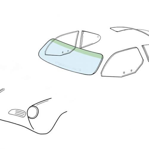 	
				
				
	Windscreen with sun visor for Karmann-Ghia Type 14 - KGA00102
