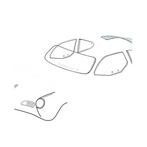     
                
                
    Vetro lunotto posteriore con sbrinamento per Karmann-Ghia Coupé 55 -> 74 - KGA00122
