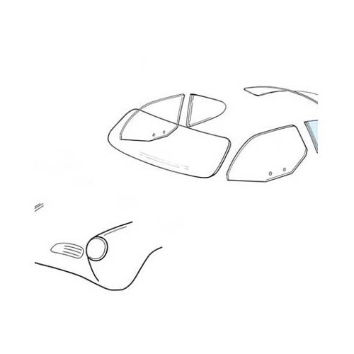     
                
                
    Finestrino posteriore sinistro per Karmann-Ghia Coupé 60 -> 74 - KGA00147
