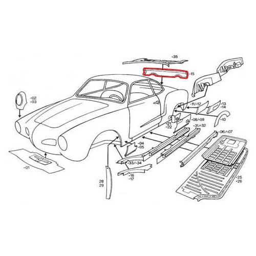  Rear end panel for Karmann Ghia type 14 - KGT088915-1 