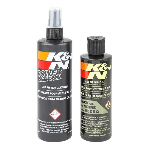  Kit d'entretien complet sans gaz K&N pour filtres à air sport performance en fibre de coton huilée - flacons 355ml et 237ml - Huile noire - KN902 