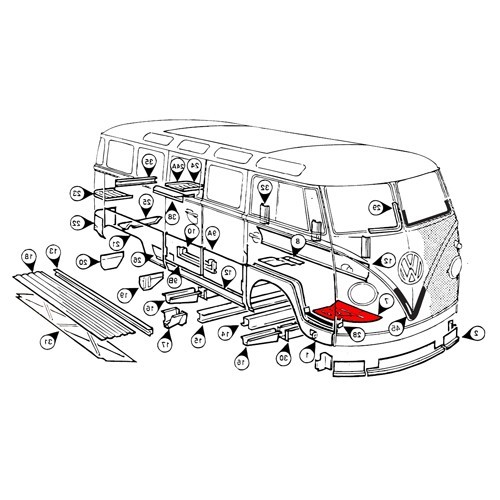 Quarto piano anteriore destro Volkswagen Combi Split - KT0072
