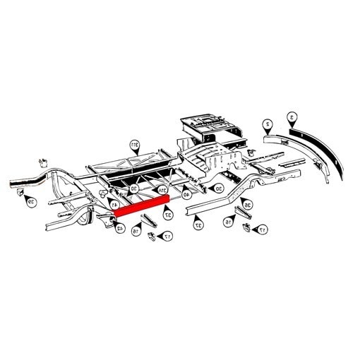  Rear right-hand chassis beam for Combi Split - KT037B2-2 