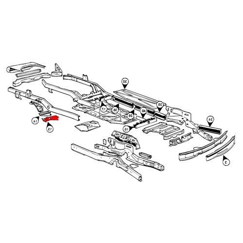 Supporto del cric posteriore destro per Combi Bay Window 1968 -> 1979 - KT21522