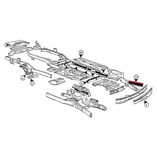 Trave angolare anteriore destra per Combi 68 ->72 - KT2342
