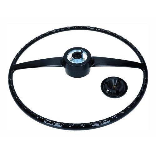 Black steering wheel with horn button for VOKSWAGEN Combi Clipper Brazil (1976-1983) - KZ40097