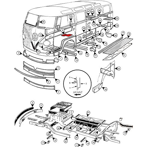 Panel under left-hand seat for Combi Split Brazil (1957-1975) - KZ80149