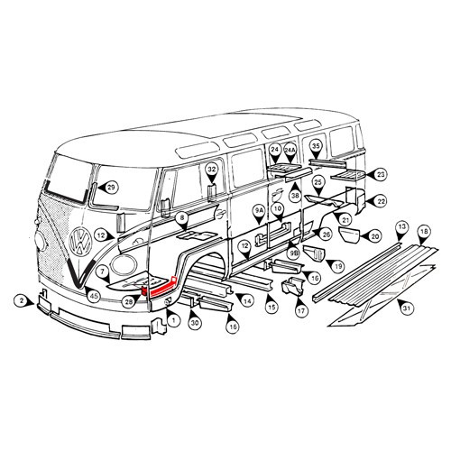     
                
                
    Plaat onder de onderkant van het portier linksvoor Combi Split Brazil (1957-1975) - KZ80156
