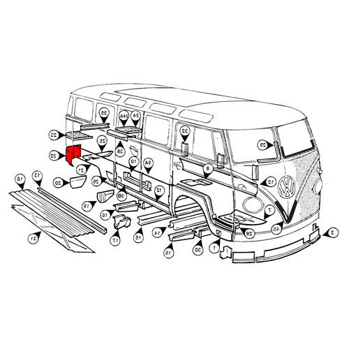  Angolo di parafango posterioredestro per Combi Split Split Brazil (1957-1975) - KZ80201-1 