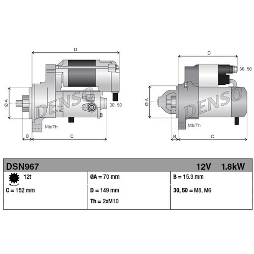 Denso Anlasser für Mercedes-Benz C-Klasse W204 Limousine und S204 T-Modell (08/2008-03/2014) - MB09491
