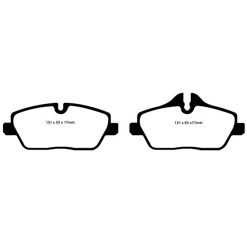 Black EBC Ultimax front brake pads for MINI III R57 R57LCI Convertible R58 Coupe and R59 Roadster (10/2007-06/2015) - MH50007