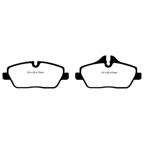 Pastiglie freno anteriori Green EBC Greenstuff per MINI III R57 R57LCI Cabrio R58 Coupé e R59 Roadster (10/2007-06/2015) - MH50008