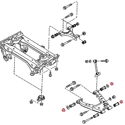 Schraubenmutter für das untere hintere Querlenkerdreieck der Radaufhängung für Mazda MX5 NA - MX15484 