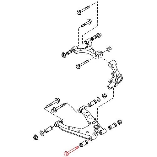  Parafuso inferior traseiro para Mazda MX5 NB e NBFL - Lado da roda - MX15538-1 