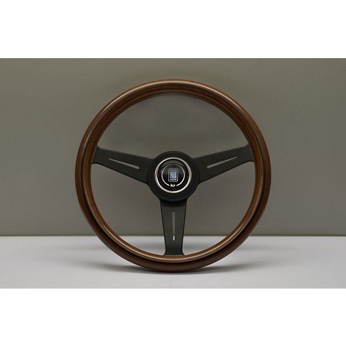  Nardi Classic Line 70-s mahogany wood steering wheel with black matte aluminium spokes for Mazda MX5 NA, NB - diameter: 330 mm - MX25158 