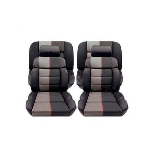 Custom made covers in anthracite leather and Ramier fabrics for Peugeot 205 GTI - PE00120 