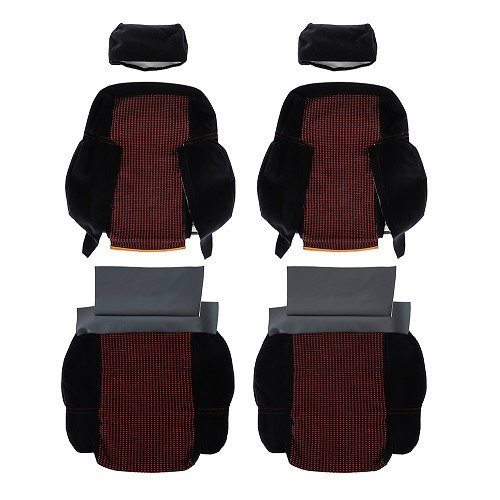  Coberturas dos bancos dianteiros à medida Quarteto com contornos de tecido preto para Peugeot 205 GTI - PE00123 