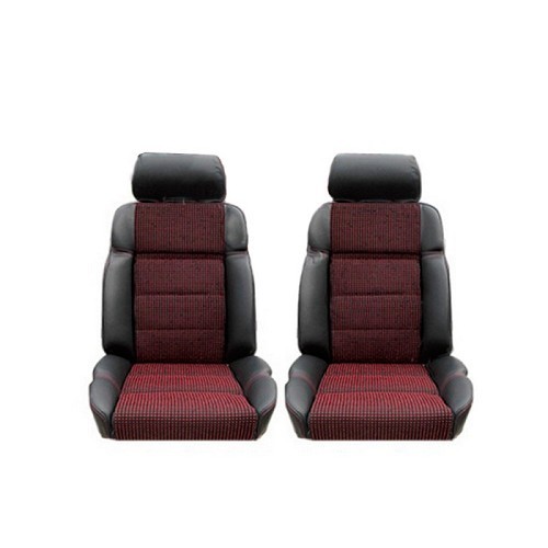  Fundas de asiento delanteras Quartet a medida con contornos de cuero antracita para Peugeot 205 GTI - PE00125 