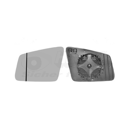  Left-hand wing mirror glass for MERCEDES-BENZ CLASSE C, CLASSE C Coupé, CLASSE C T-Model, CLASSE E, CLASSE E Coupé, CLASSE E Convertible, CLASSE E T-Model, CLASS GLK, CLASS S, CLS, CLS Shooting Brake - RE01264 