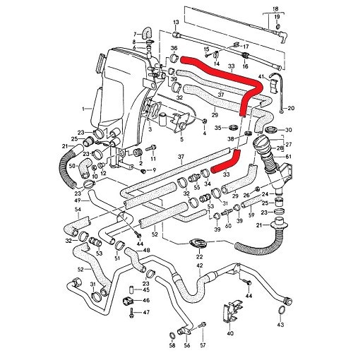  Manguera superior del respiradero de aceite entre el cárter de aceite y el conector para Porsche 911 tipo 993 (1994-1998) - RS00269-3 