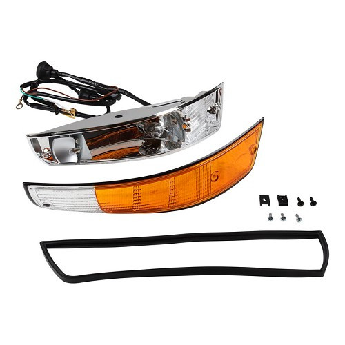     
                
                
    Indicatore anteriore completo in metallo con contorno nero per Porsche 911 tipo F (1973) - lato destro - RS00310
