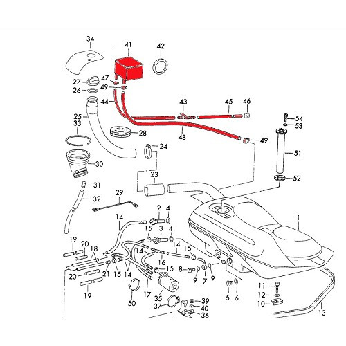 Tank ventilation kit for Porsche 911 type F (1969-1973) - RS00385