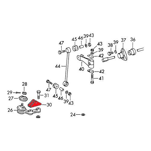 Cuscinetto di supporto dell'asta stabilizzatrice anteriore per Porsche 911 tipo F (1965-1969) - RS00386