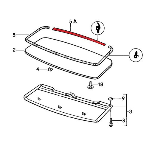 Joint arrière de toit ouvrant pour Porsche 928 (1978-1995) - RS00402