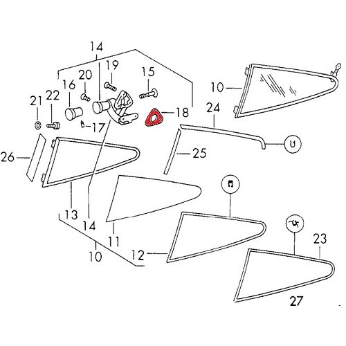 2 joints de 1.5 mm pour poignée d'ouverture de custode pour Porsche 911 type F (1965-1973) - RS00454