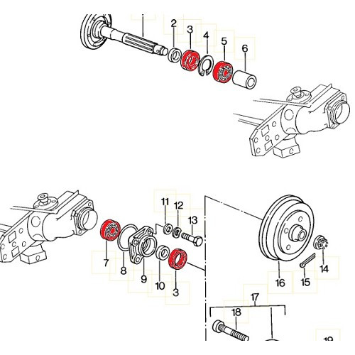 Kit cuscinetti e guarnizioni per spinnaker posteriore Porsche 924 e 944 fase 1 - RS00491