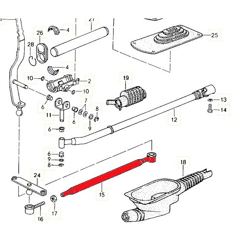 Asta del selettore del cambio per Porsche 964 Carrera 2 e Turbo (1989-1994) - RS00500