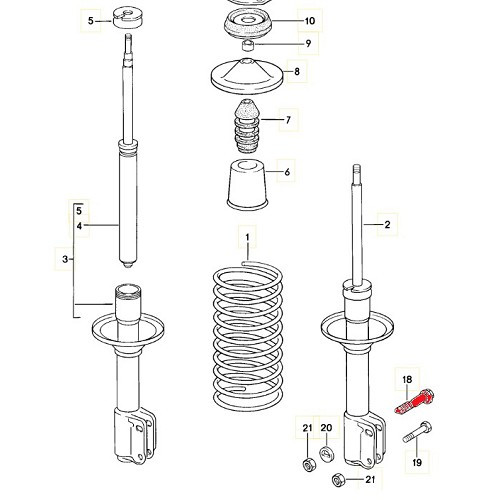 1 eccentric front shock strut mounting screw for Porsche 924 (1976-1988) - RS00511