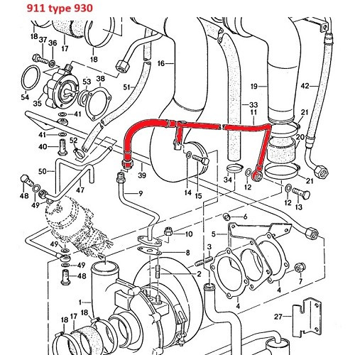 Durite avec flexible sur durite rigide de Turbo pour Porsche 930 et 964 turbo (1975-1992) - RS00559