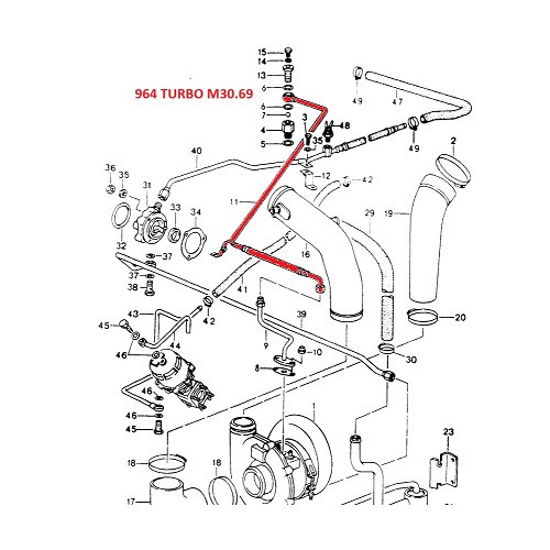 Durite avec flexible sur durite rigide de Turbo pour Porsche 930 et 964 turbo (1975-1992) - RS00559