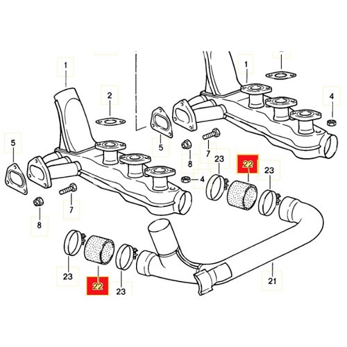 Rubber sleeve on heat exchanger tube for Porsche 911 type G 3.2 (1984-1989) - RS00568