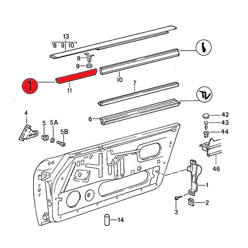     
                
                
    Junta de la moldura superior de la puerta para Porsche 911 tipo F y tipo G (1965-1989) - RS00570
