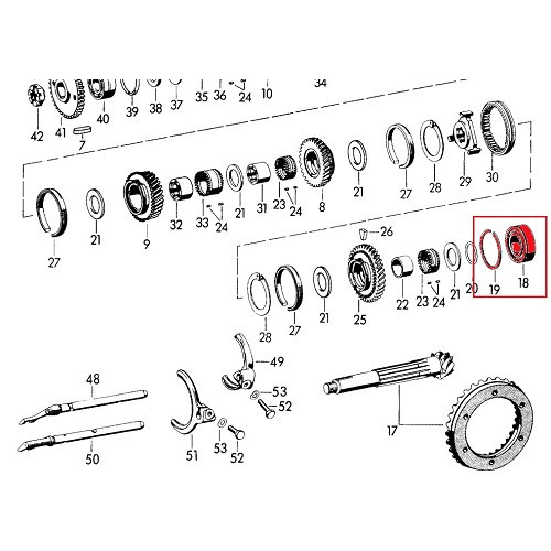 Cuscinetto inferiore della scatola del cambio per Porsche 356 (1957-1965) - RS00608