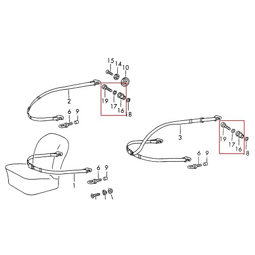 Ancoraggio superiore della cintura di sicurezza per Porsche 911 tipo F (1965-1968) - RS00656