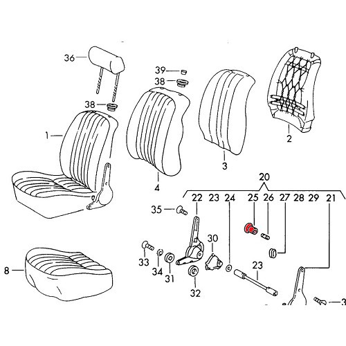 Pomello nero per schienale inclinabile Porsche 911 tipo F (1965-1968) - RS00755