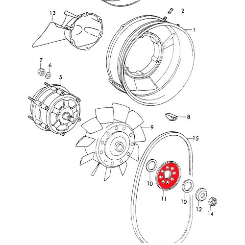 Puleggia alternatore esterna su turbina per Porsche 911 tipo F (1965-1973) - RS00759