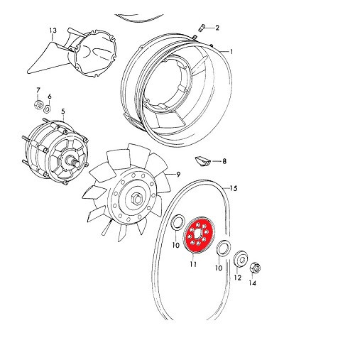 Poulie extérieure d'alternateur sur turbine pour Porsche 914/6 (1970-1972) - RS00761