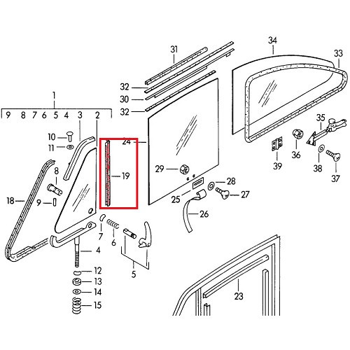 Vertical rear window seal for Porsche 356 (1950-1965) - RS00775