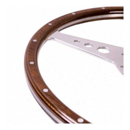  SSP wood rim steering wheel with 3 polished aluminium spokes - 15 inches - RS00832-1 
