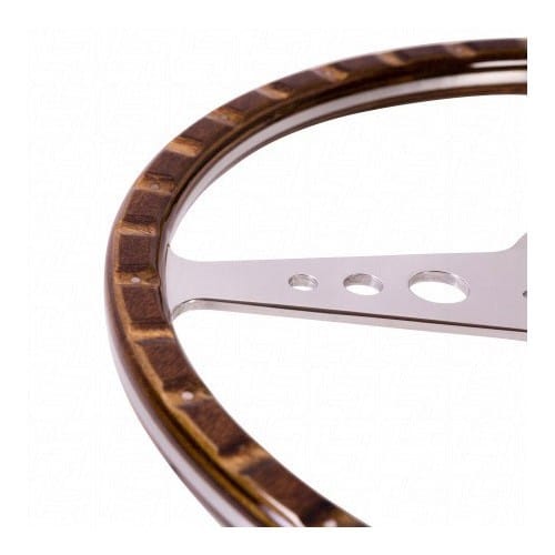  SSP wood rim steering wheel with 3 polished aluminium spokes - 15 inches - RS00832-2 